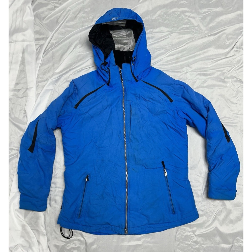 Obermeyer Women's Blue Vintage Ski Jacket Insulated Removable Hood Sz 12 Large